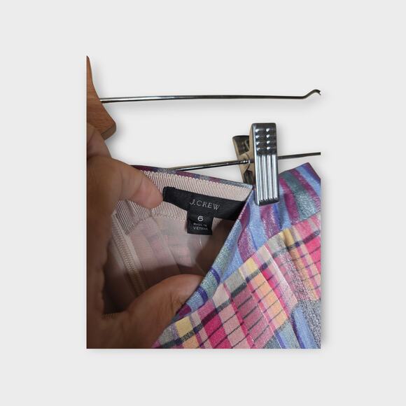 NEW J Crew Womens Pleated Midi Skirt Shimmering Plaid 6 Preppy Academia - Picture 5 of 10